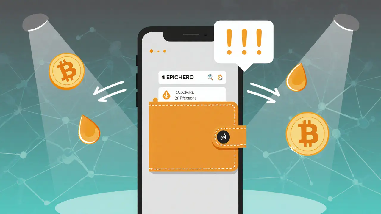 Cartoon technical illustration of a wallet receiving continuous BNB reflections.