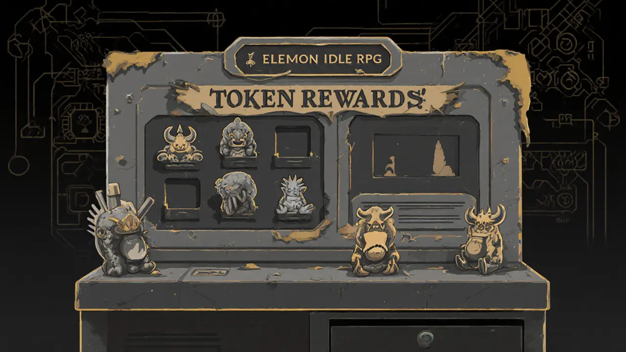 Abandoned Elemon gaming dashboard with dormant NFT monsters and a broken reward system.