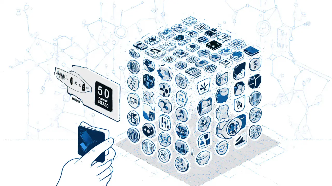 Grid of 500 unique NFTs with one being claimed, under a countdown timer in minimalist design.