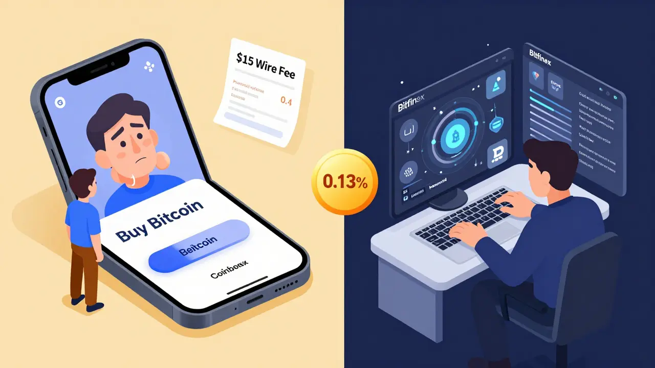 Side-by-side comparison of beginner-friendly exchange vs advanced Bitfinex trading platform