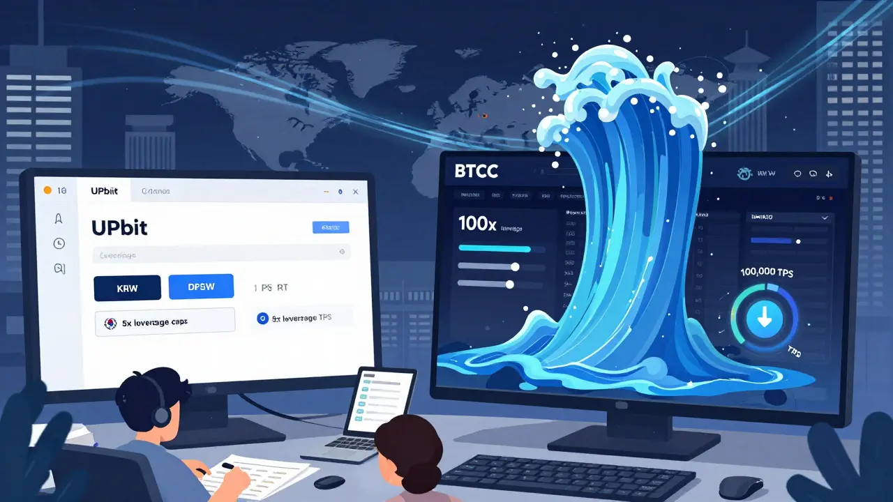 Side-by-side comparison of Korean exchange limits vs BTCC's high-speed, deep-liquidity trading