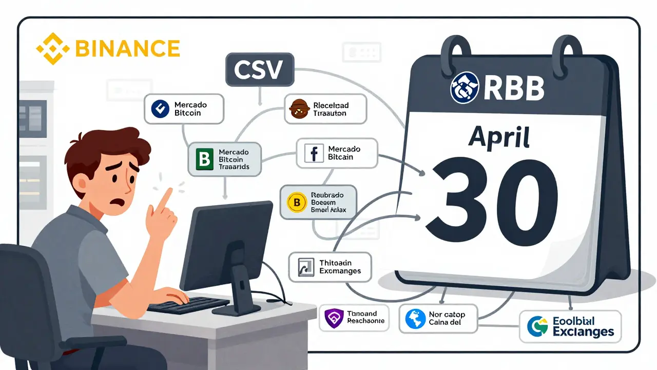 Split-screen: trader exporting data vs. government tracking crypto transactions