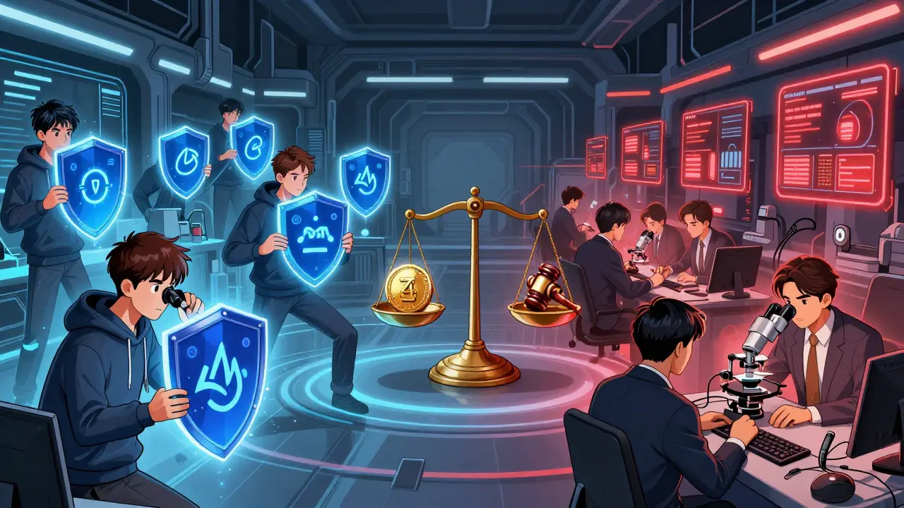 Developers building privacy shields vs analysts using AI tools to trace crypto transactions.