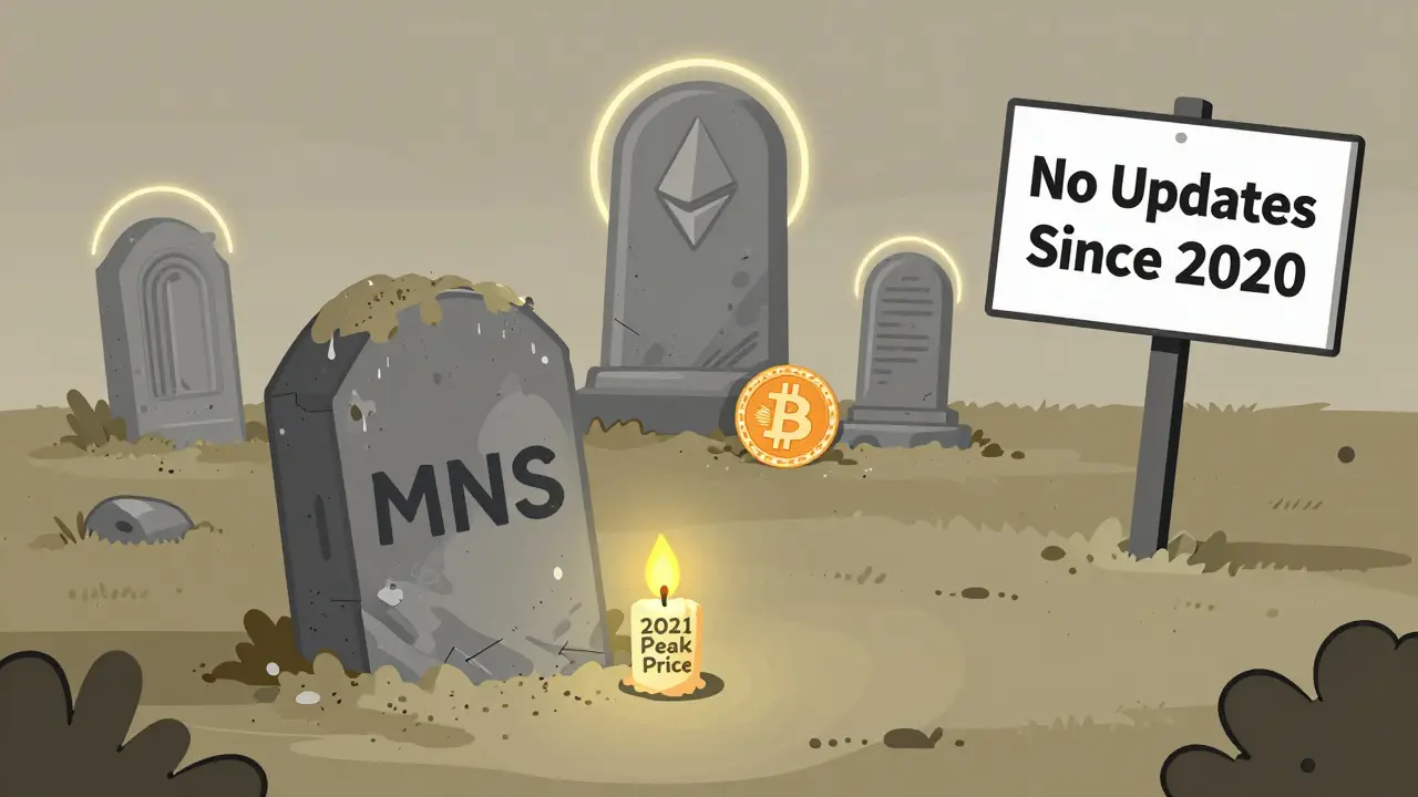 MONNOS is a dusty tombstone in a crypto graveyard, overshadowed by Bitcoin and Ethereum.