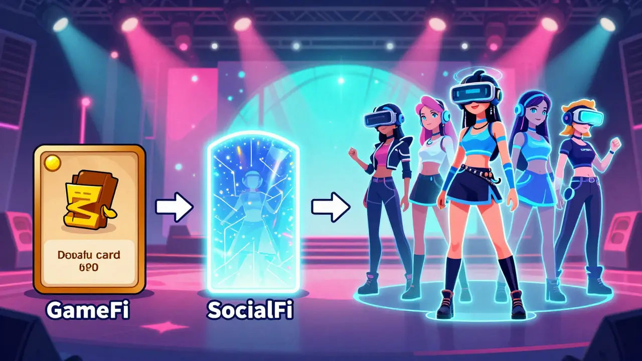 A digital transition from a game card NFT to a virtual reality idol group.