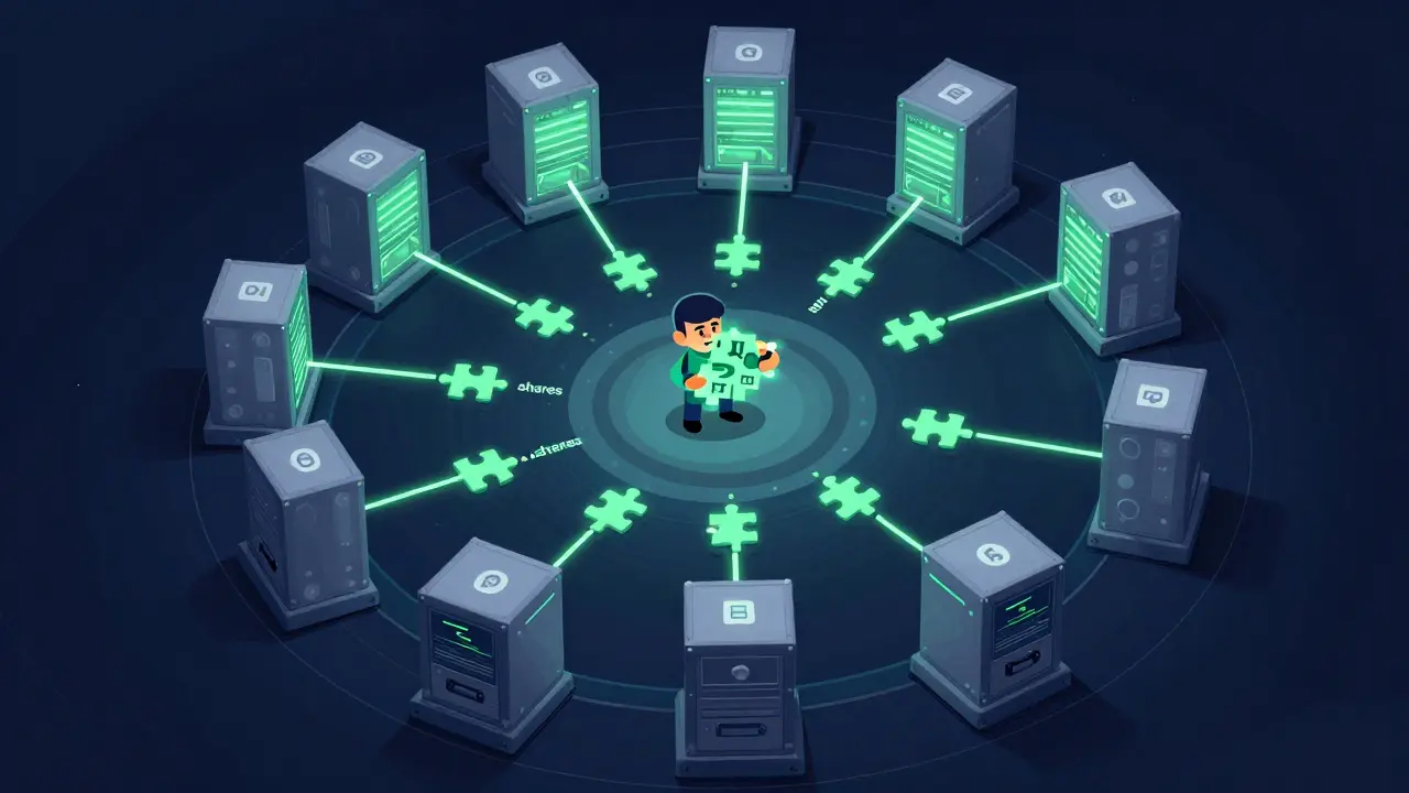 Diagram of a pool operator coordinating miners and collecting puzzle shares.