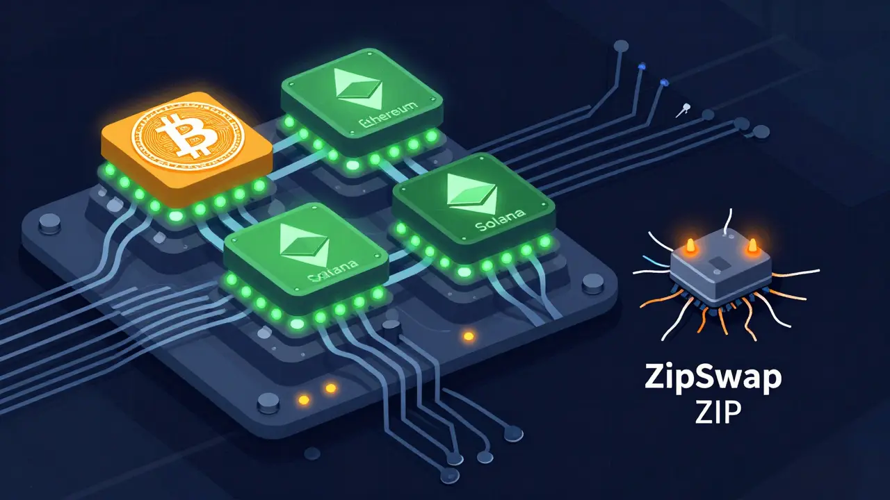 Circuit board comparison of stable major cryptos versus risky altcoins