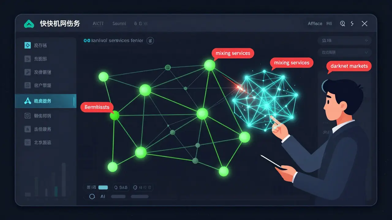 Dashboard visualizing AI detecting suspicious crypto transaction patterns