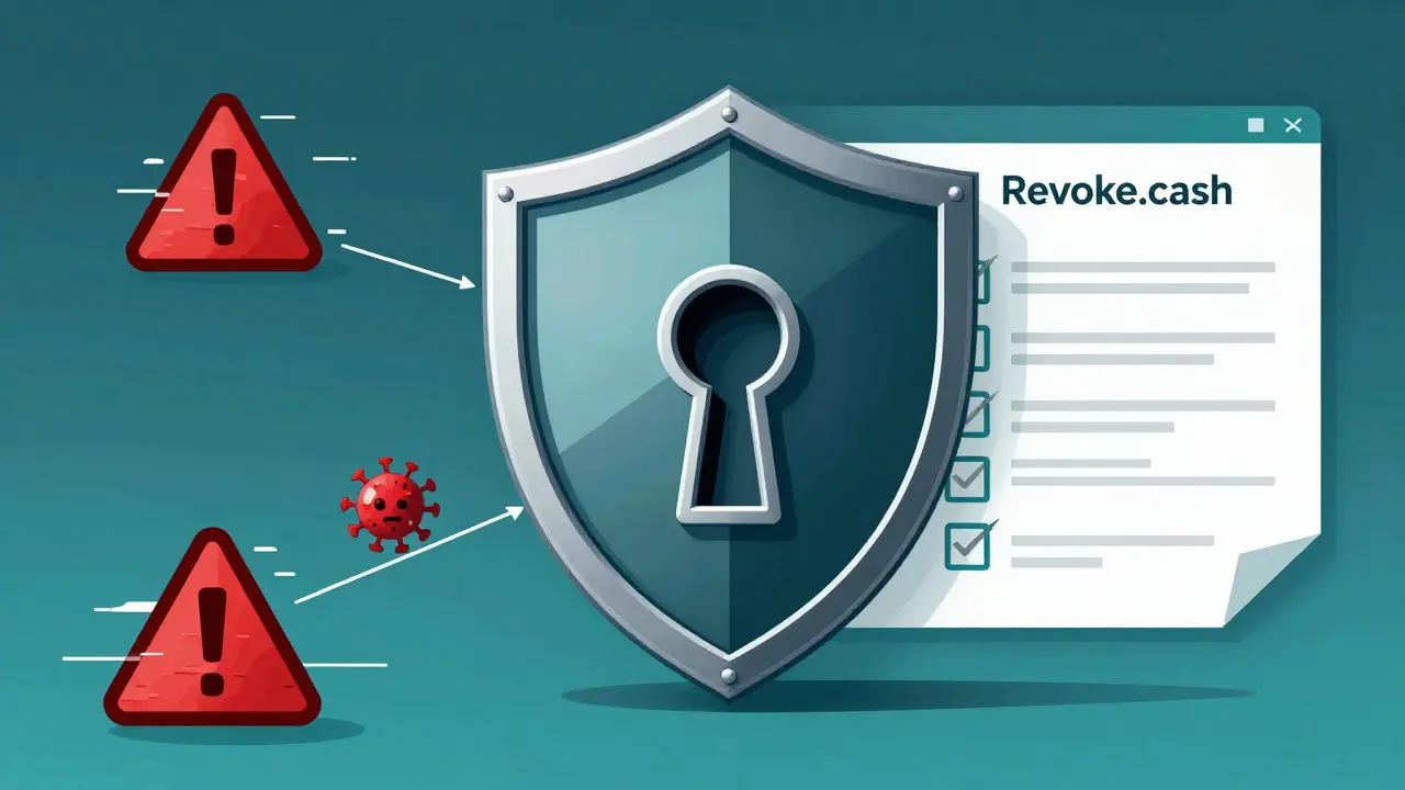 Illustration of digital wallet security shield blocking scam threats