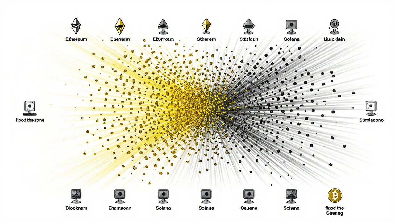 Network diagram illustrating rapid cross-chain money laundering techniques