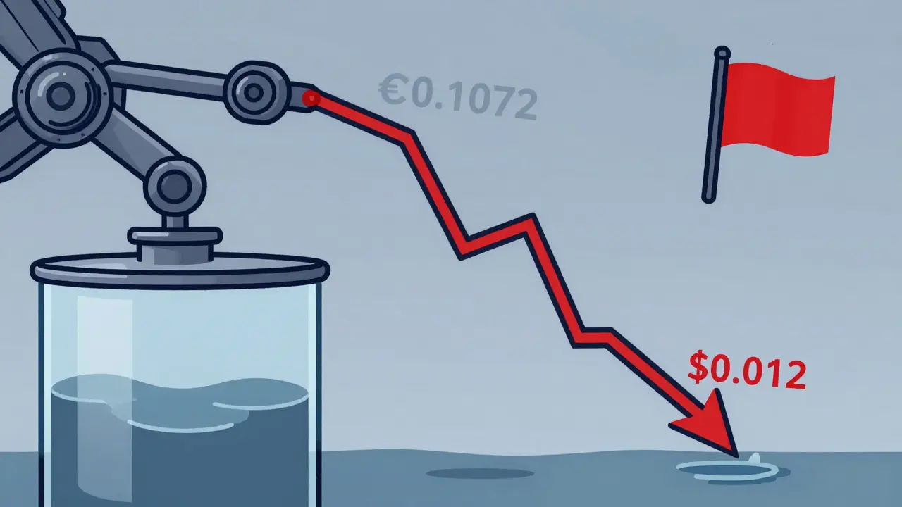 Schematic illustration showing a steep price decline and liquidity drain