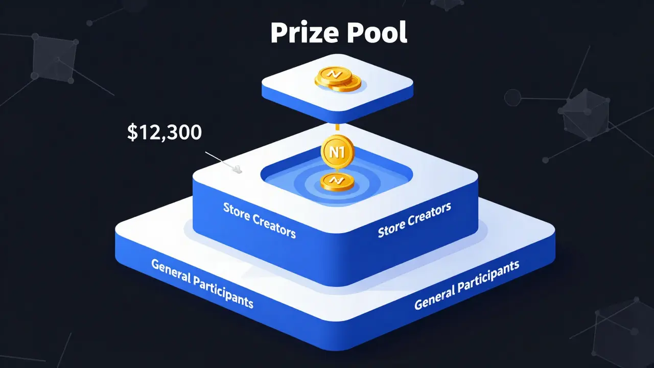 Schematic of N1 token prize pool distributed across three user tiers