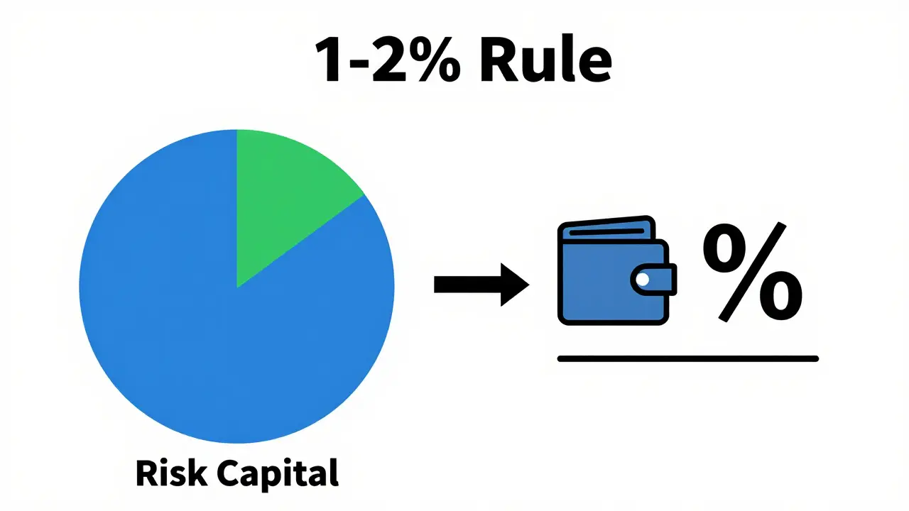 Technical diagram illustrating the 1-2% risk rule for crypto trades