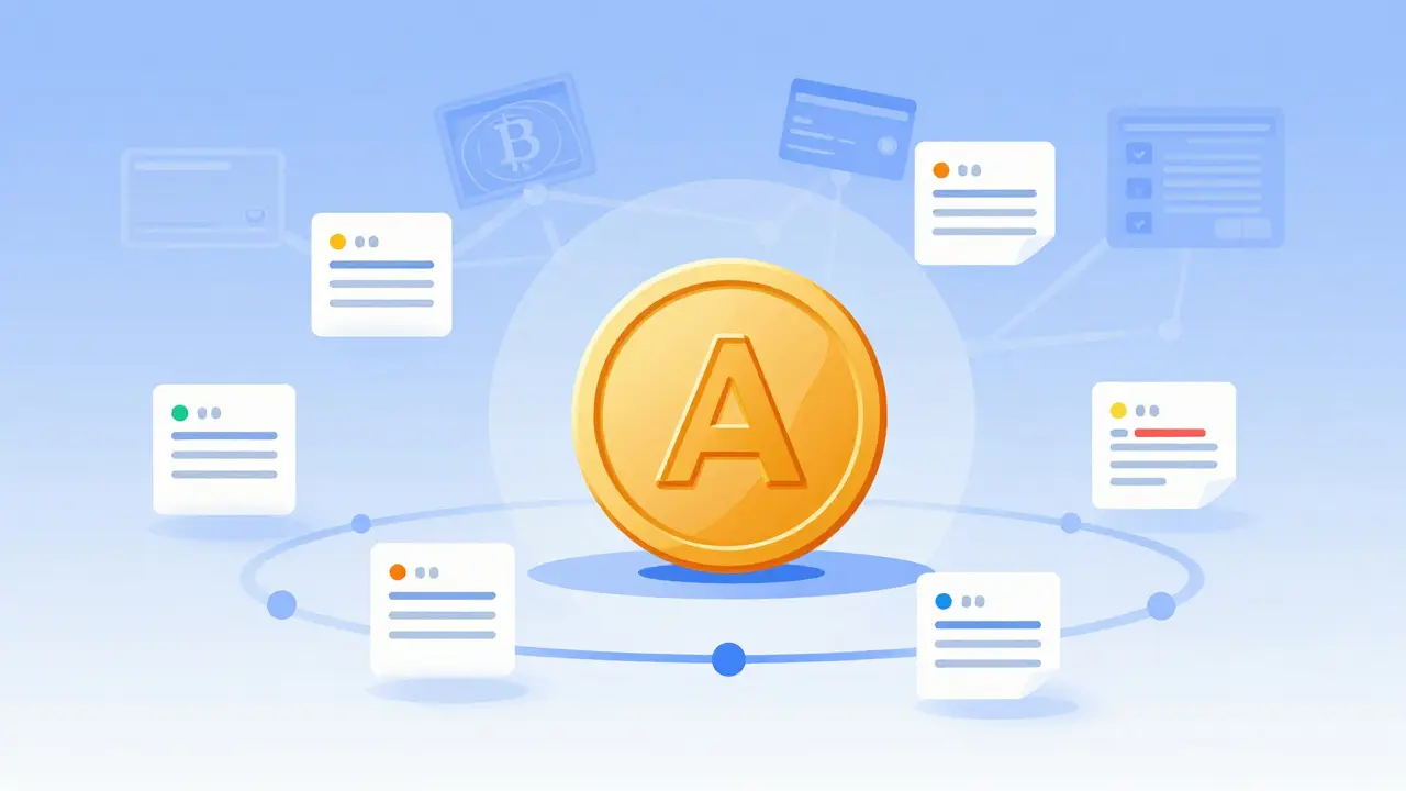AVL token surrounded by governance votes and financial tools