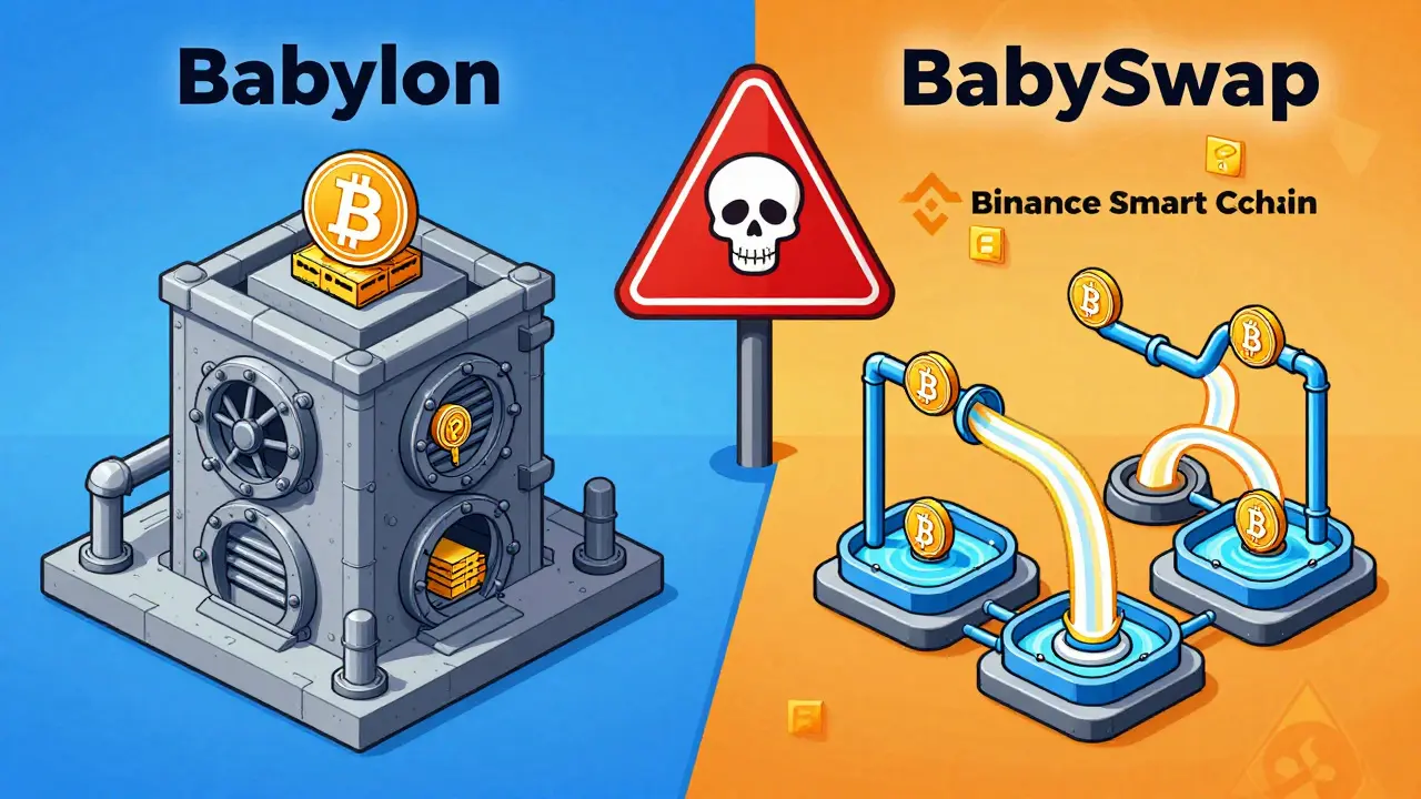 Comparison of Babylon infrastructure vs BabySwap DEX ecosystem