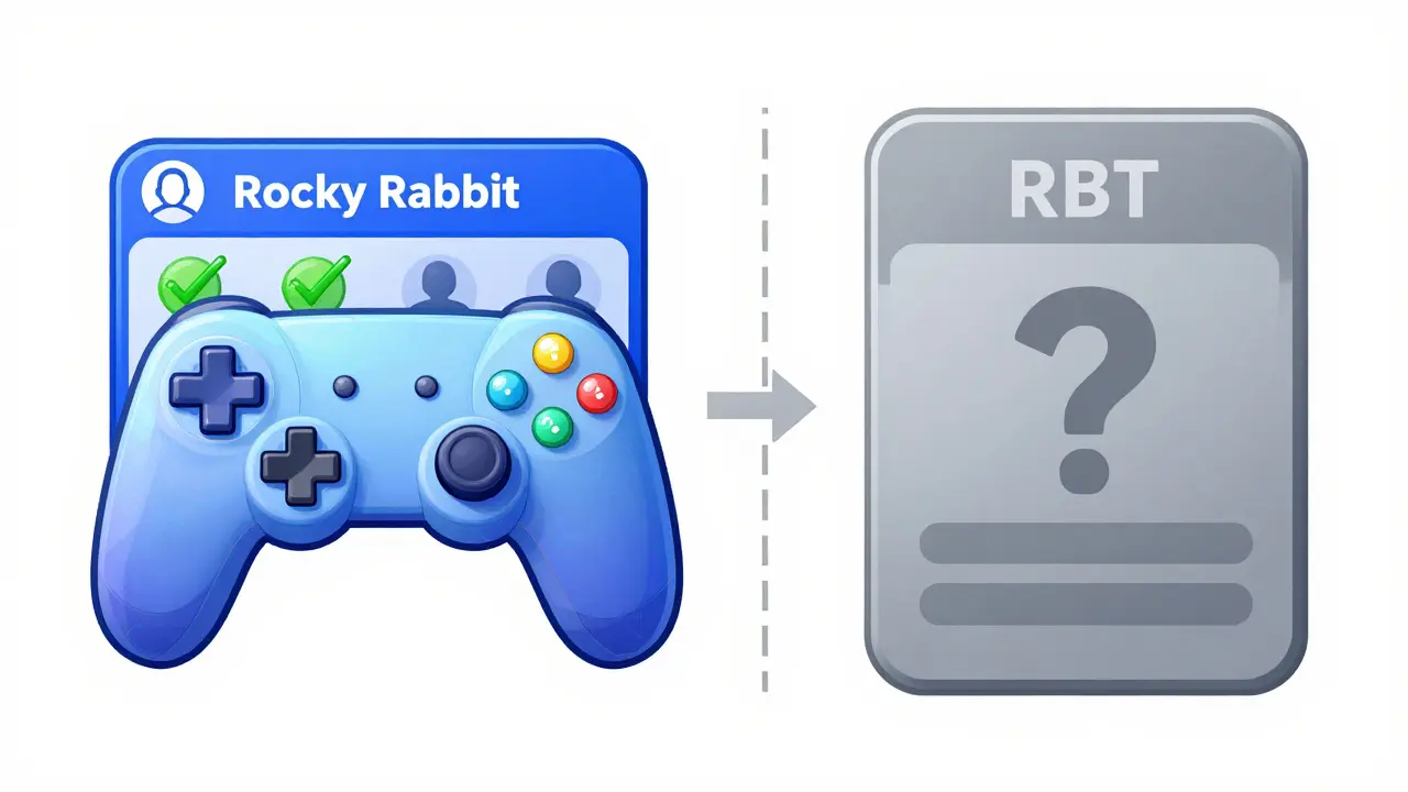 Diagram comparing active Rocky Rabbit project vs inactive RBT token