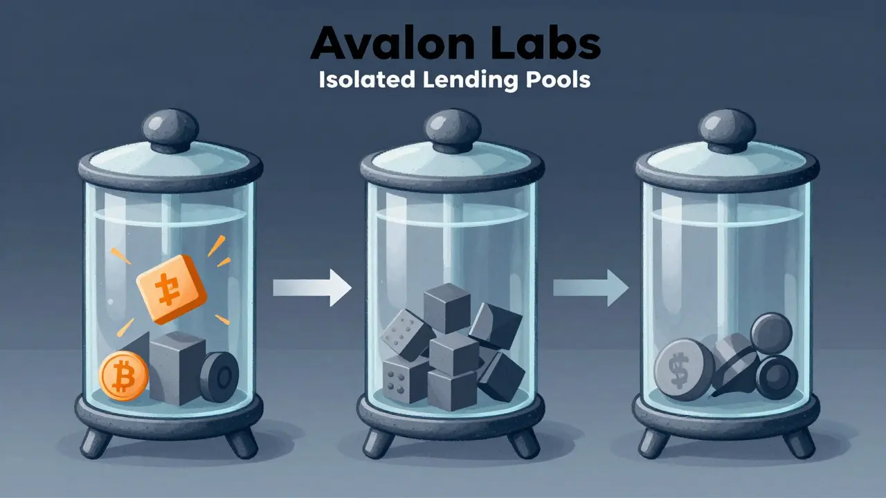 Diagram showing isolated lending pools separating crypto risks