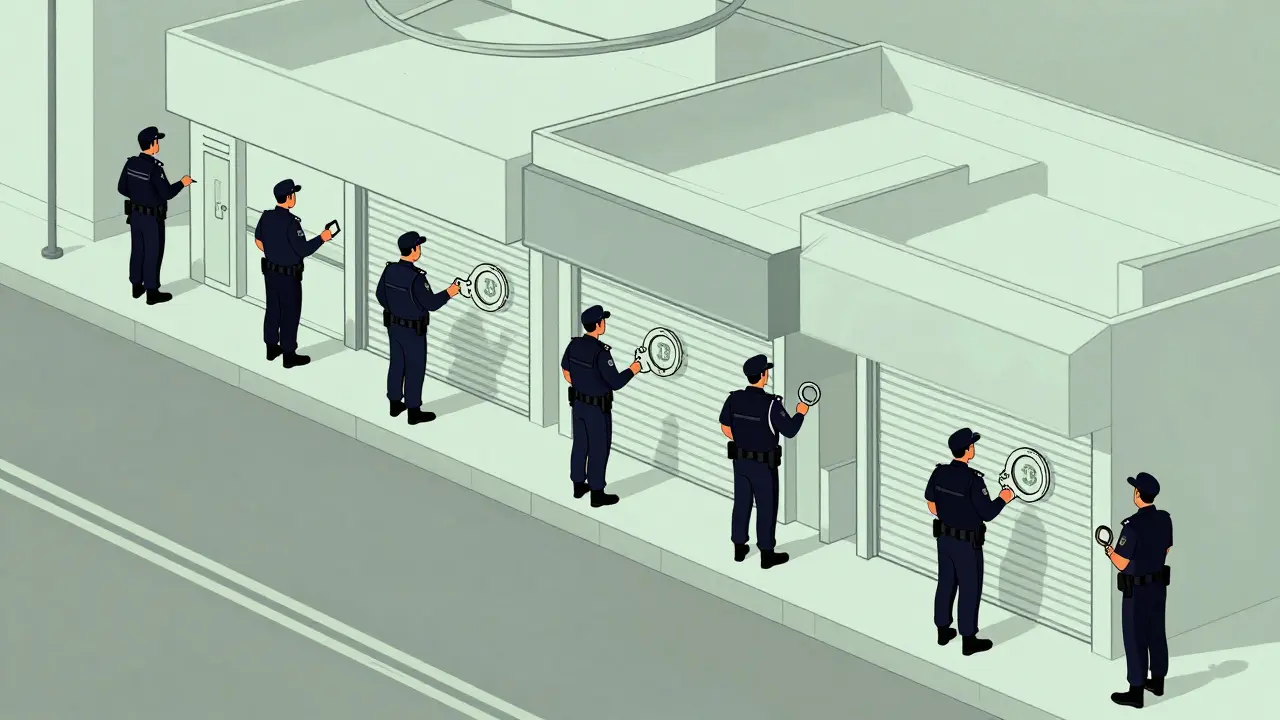 Diagram showing police closing crypto exchange shops in Herat