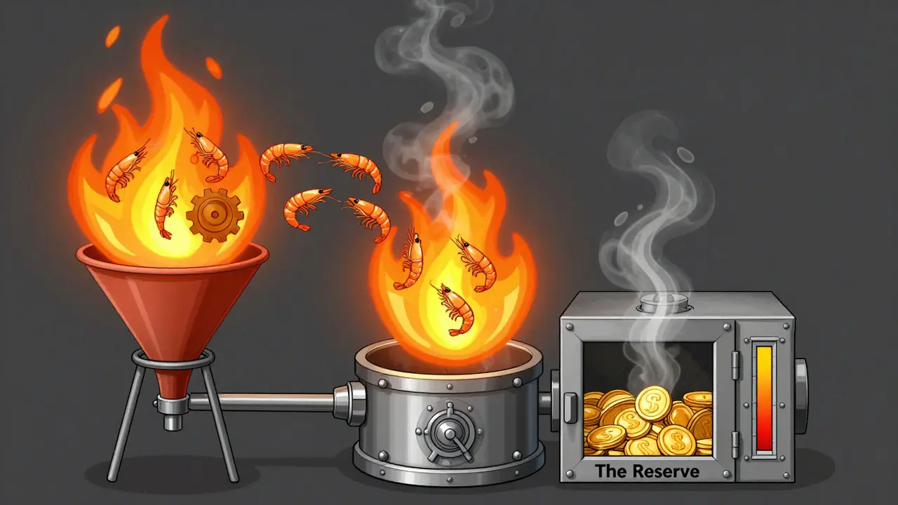 Diagram showing token burning mechanics and reward distribution