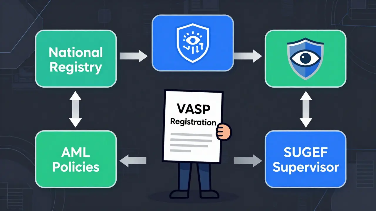 Illustrated flowchart of VASP registration and compliance steps