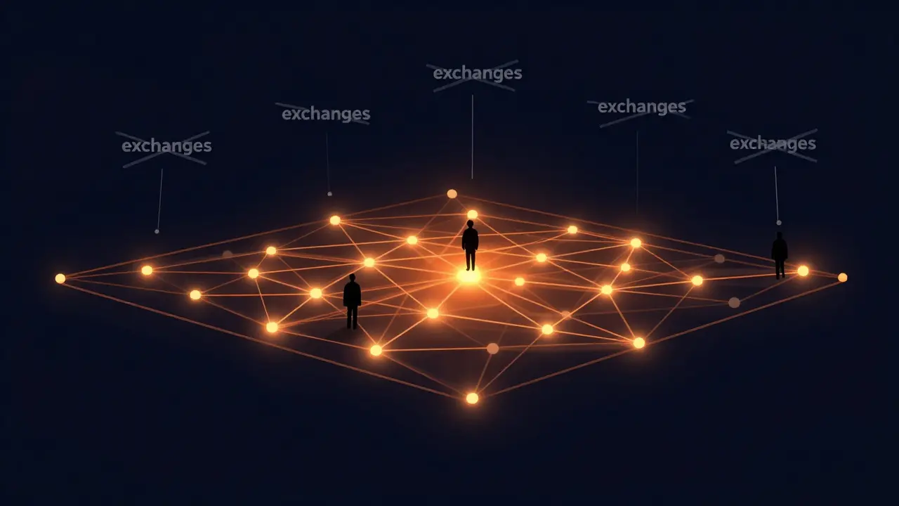 Illustration of hidden peer-to-peer crypto networks underground