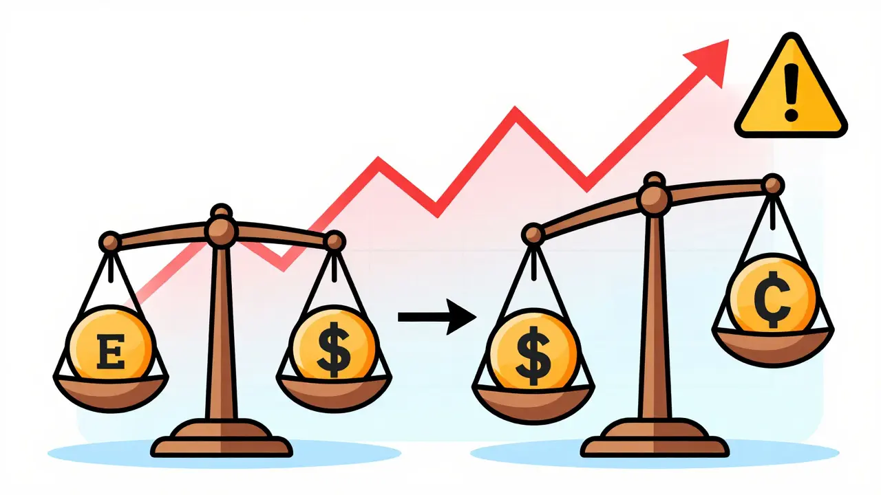 Illustration showing impermanent loss with an unbalanced scale