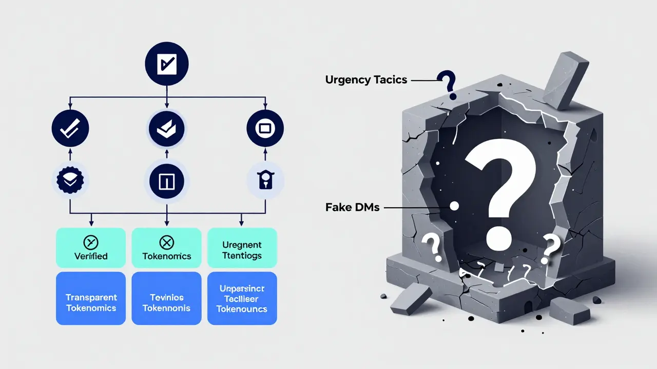Schematic comparing legitimate projects versus scams