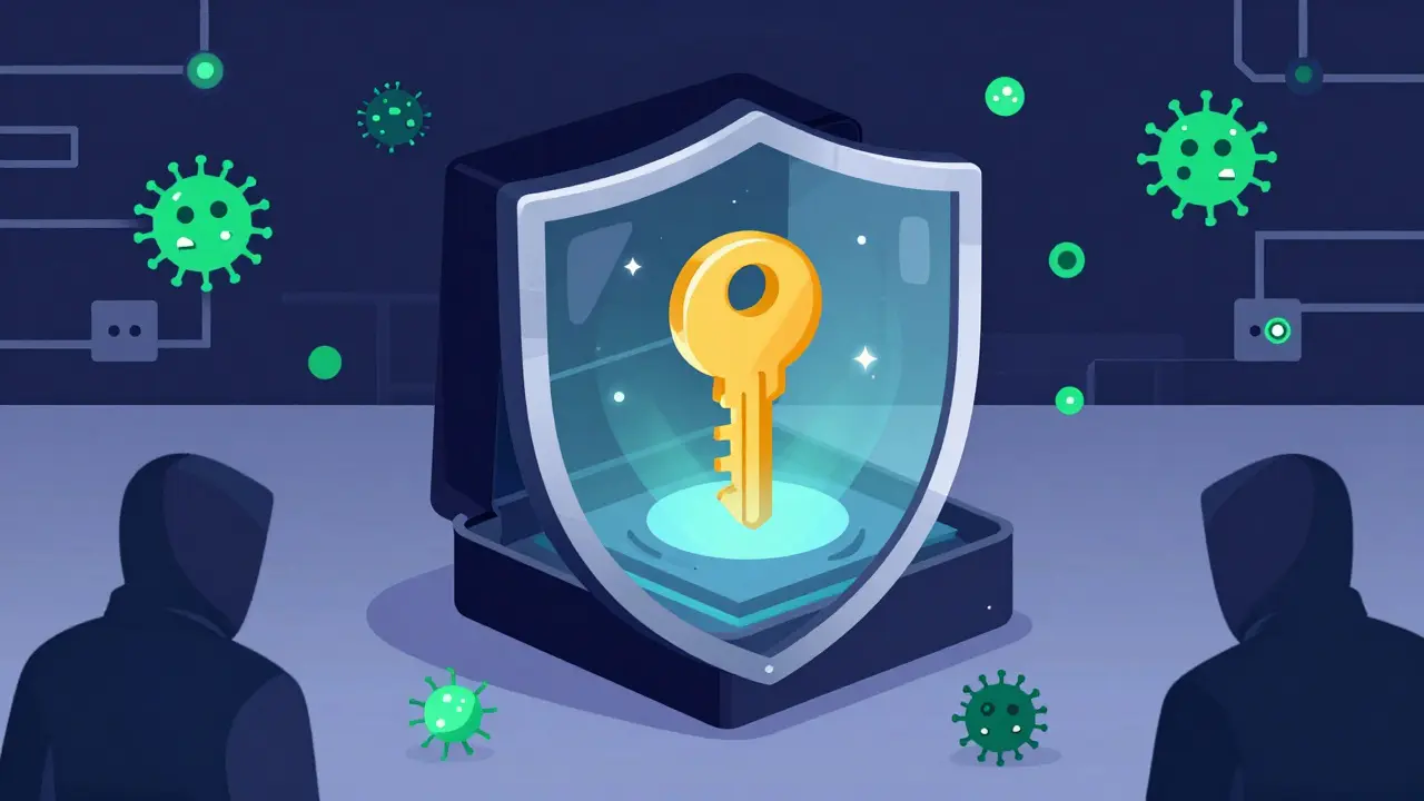 Secure hardware module protecting a digital key from attacks