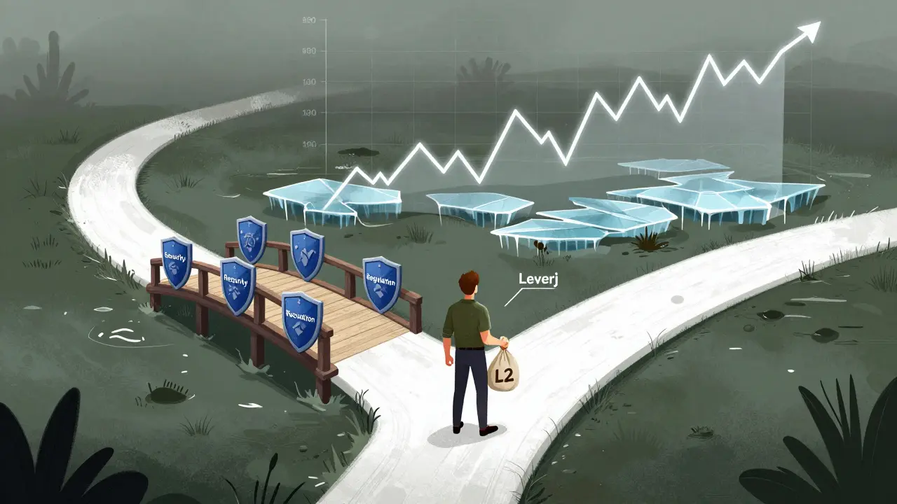 Trader choosing between safe regulated path and risky swamp