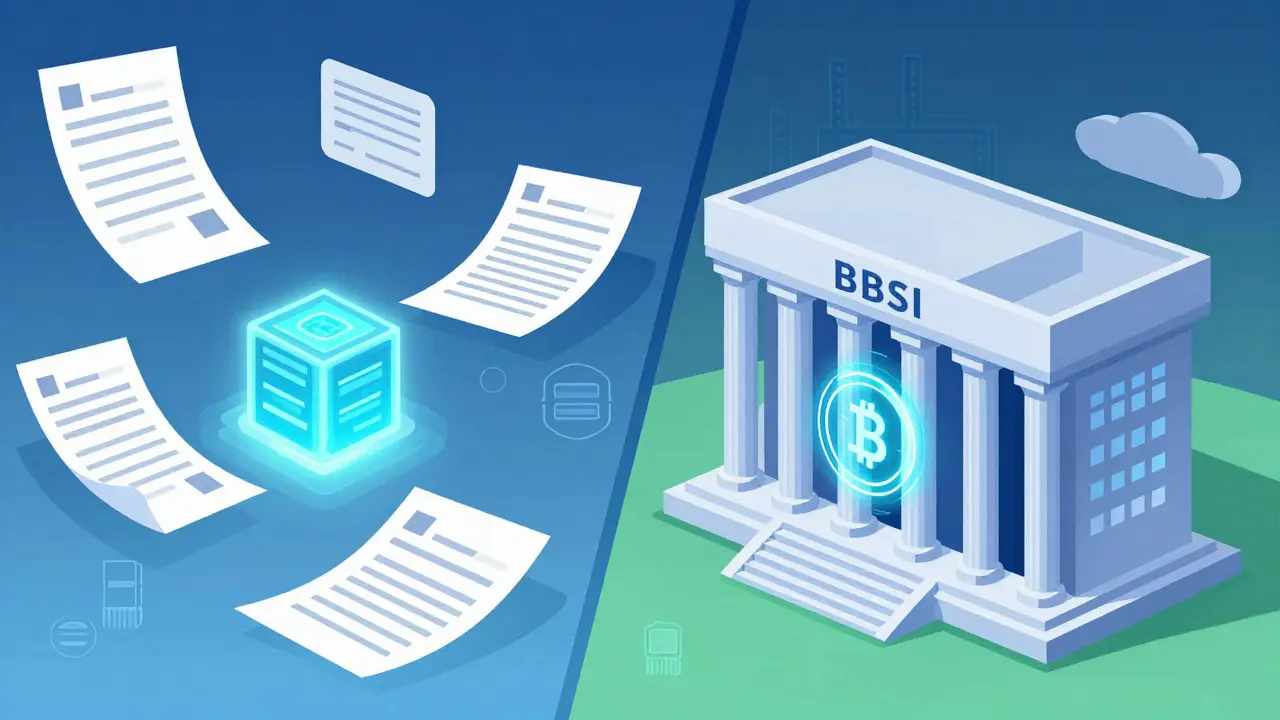 Schematic illustration of banking and digital currency flows in blockchain