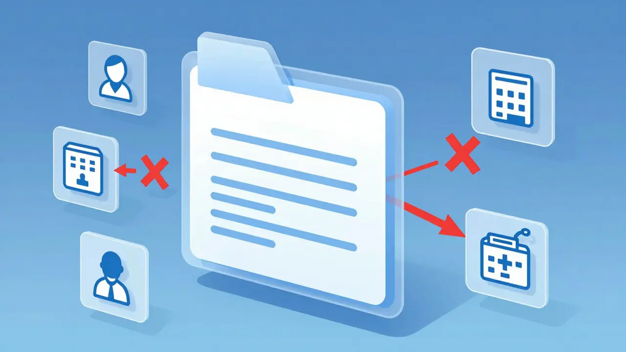 Technical drawing of secure medical data blocks blocking hackers