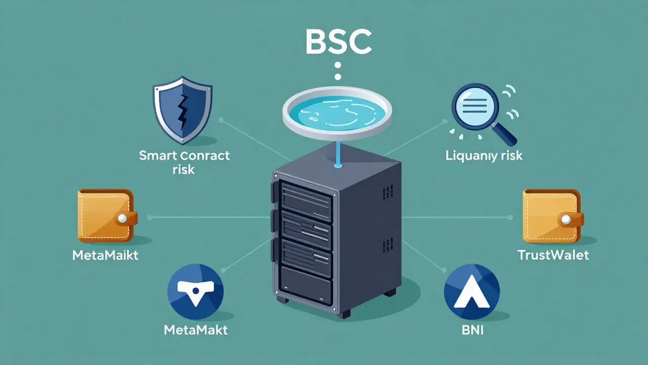 Technical illustration of vUSDC risks on BNB Smart Chain network