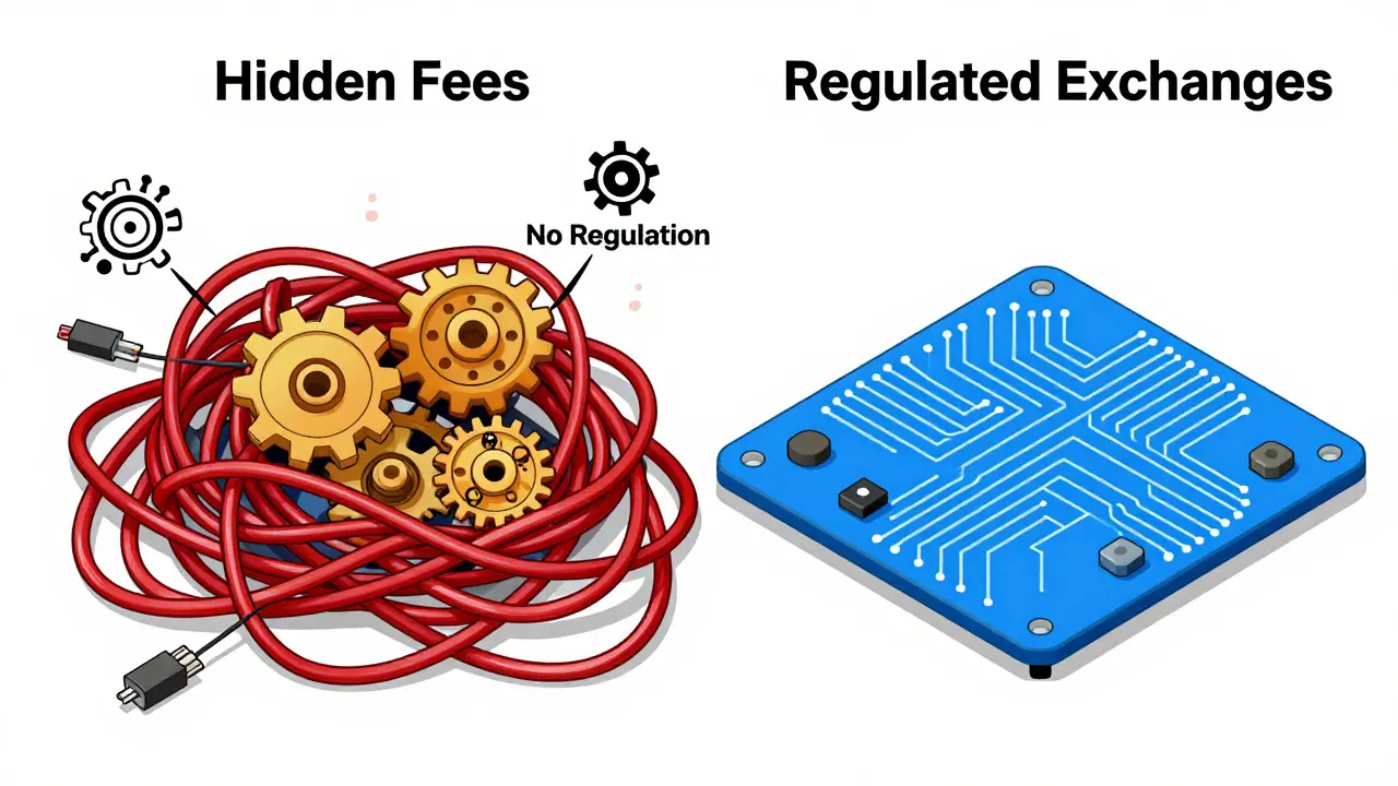 Chaotic red wires vs organized blue circuit board