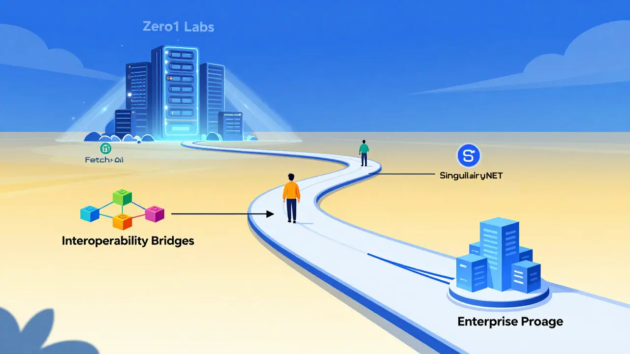 Roadmap visualization depicting future mainnet launch and cross-chain integration