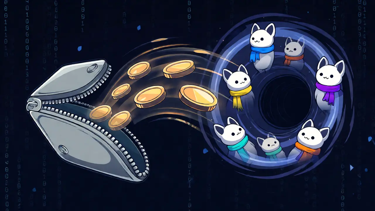 Coins flowing into a DEX vortex with multi-chain bats