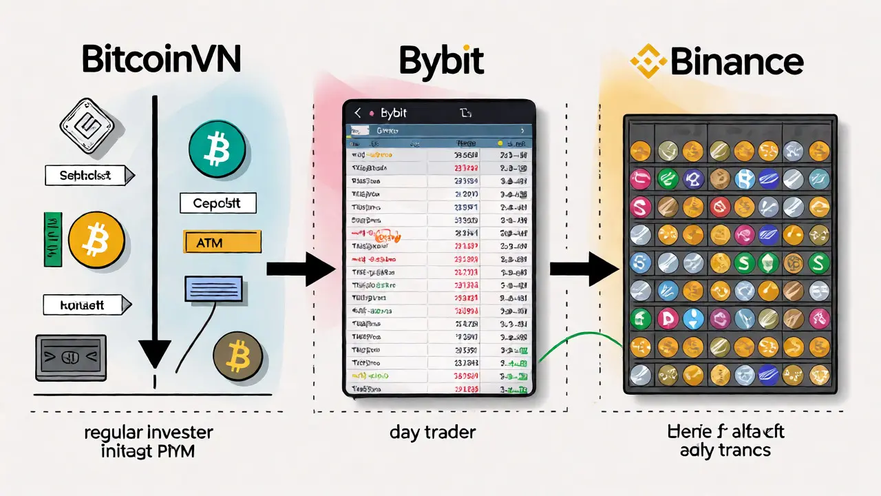 Comparison graphic of BitcoinVN vs global exchanges like Bybit