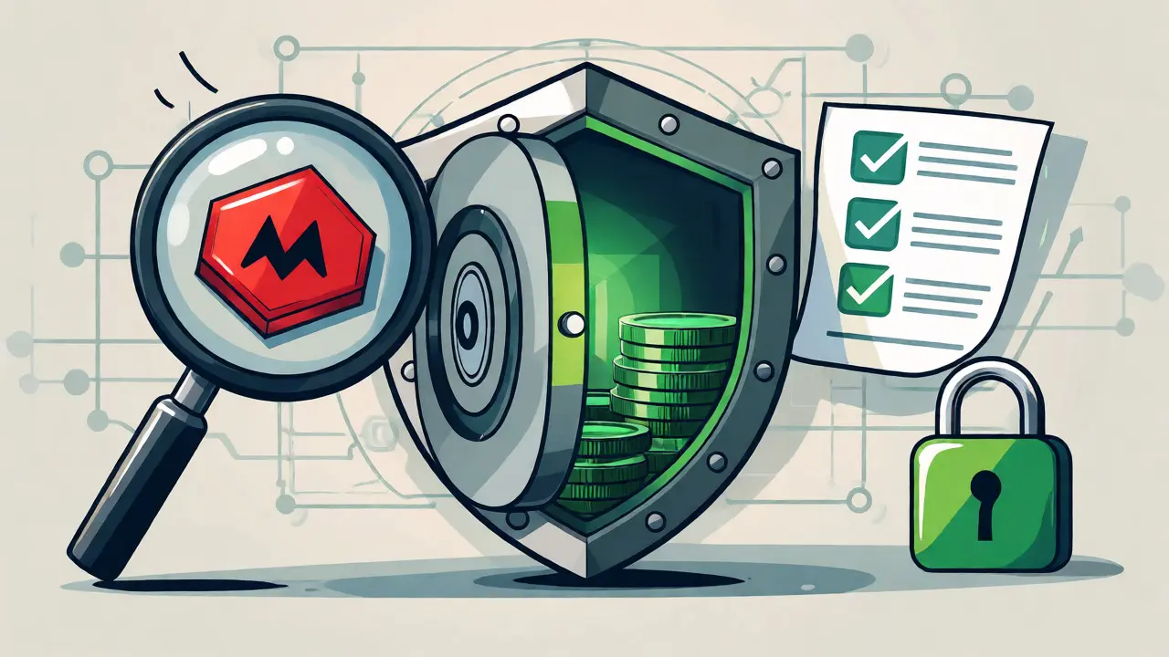 Crypto wallet security illustration featuring scam detection and verification