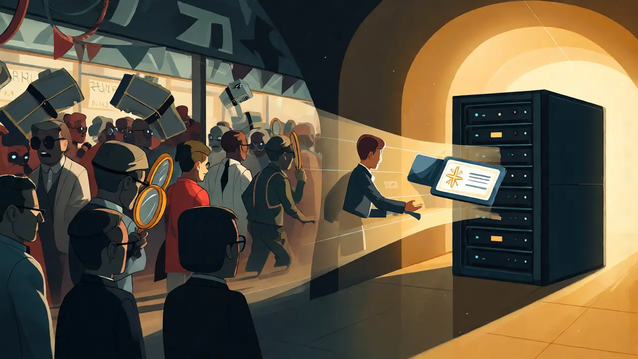 Private relay tunnel shielding a transaction from predatory bots
