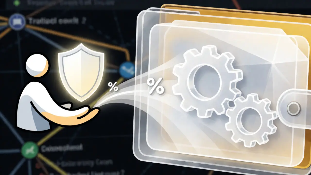 Technical illustration of user wallet connecting to secure smart contract liquidity pool